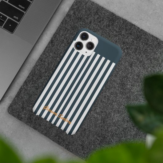 Navy Strepen | Het Moderne Monogram voor Heren Case-Mate iPhone Case