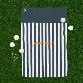 Navy Strepen | Het Moderne Monogram voor Heren Golfhanddoek