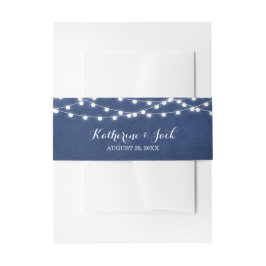 Navy String Lights Bruiloft Uitnodiging Belly Band Uitnodigingen Wikkel