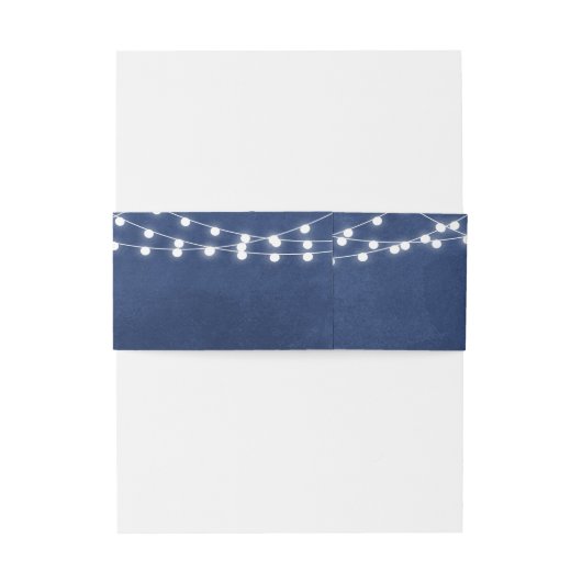 Navy String Lights Bruiloft Uitnodiging Belly Band Uitnodigingen Wikkel (Achterkant Voorbeeld)