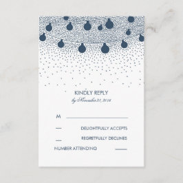 Navy String Lights Rustic Wedding RSVP-kaarten RSVP Kaartje