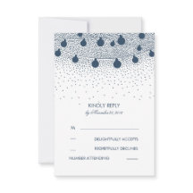 Navy String Lights Rustic Wedding RSVP-kaarten