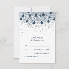 Navy String Lights Rustic Wedding RSVP-kaarten RSVP Kaartje