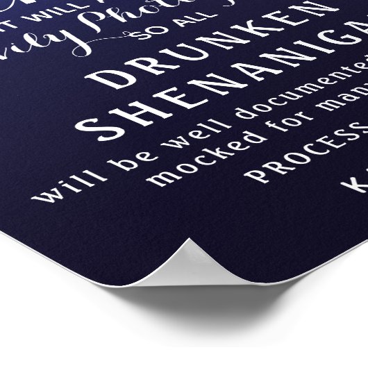 Navy String of light Open Bar bruiloft Poster (Hoek)