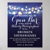 Navy String of light Open Bar bruiloft Poster (Voorkant)