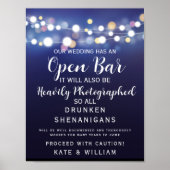 Navy String of light Open Bar bruiloft Poster (Voorkant)