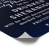 Navy String of light Open Bar bruiloft Poster (Hoek)