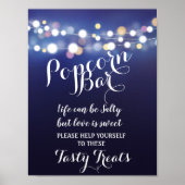 Navy String of light Popcorn Bar trouwbord Poster (Voorkant)
