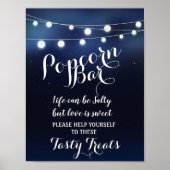 Navy String of light Popcorn Bar trouwbord Poster (Voorkant)