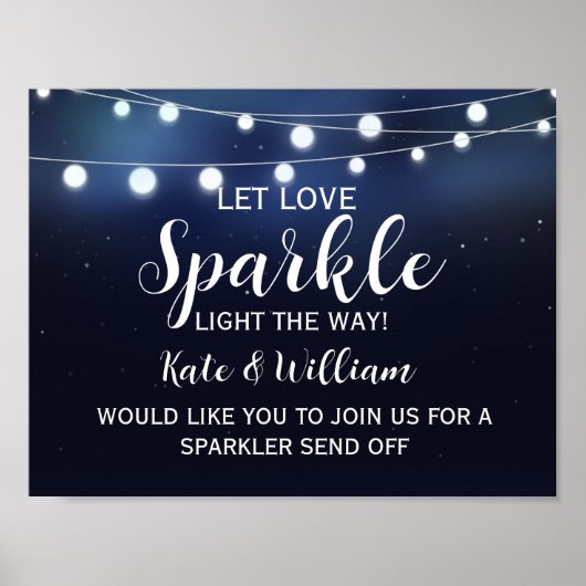 Navy String of light sparkler stuurt bruiloft af Poster (Voorkant)
