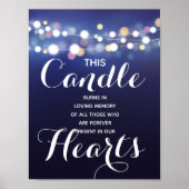 Navy String of lights Memory candle sign wedding 1 Poster (Voorkant)