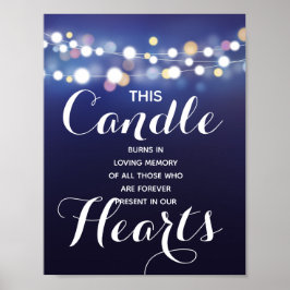 Navy String of lights Memory candle sign wedding 1 Poster