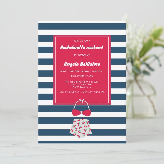 Navy Stripe Beach Bachelorette Weekend (Staand voorkant)