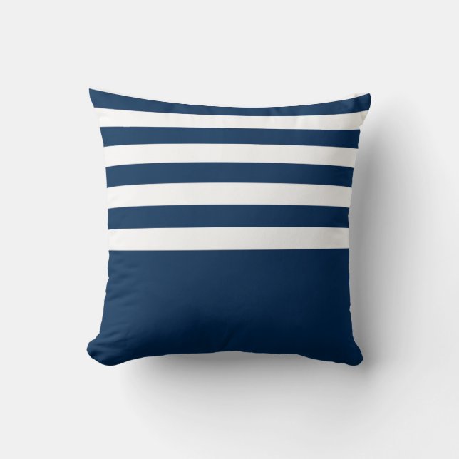 Navy Stripe Colorblock Kussen (Voorkant)