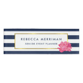 Navy Stripe en Pink Peony Naambadge (Voorkant)
