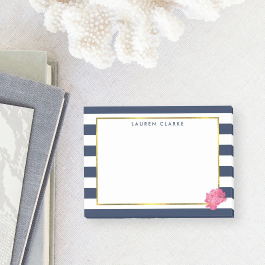 Navy Stripe en Pink Peony Post-it® Notes