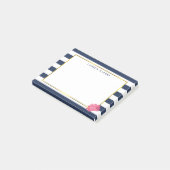Navy Stripe en Pink Peony Post-it® Notes (Schuin)