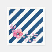 Navy Stripe en roze bloemenservet Servetten (Voorkant)