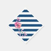 Navy Stripe en roze bloemenservet Servetten (Hoek)