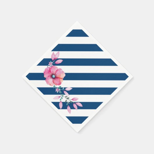 Navy Stripe en roze bloemenservet Servetten (Hoek)