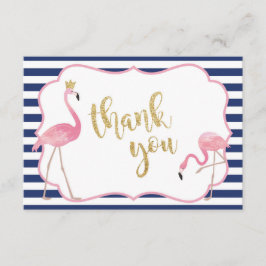 Navy Stripe Flamingo Hartelijk dank Bedankkaart