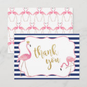 Navy Stripe Flamingo Hartelijk dank Bedankkaart (Voorkant / Achterkant)