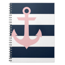 Navy Stripe-laptop - Anchor - Coral