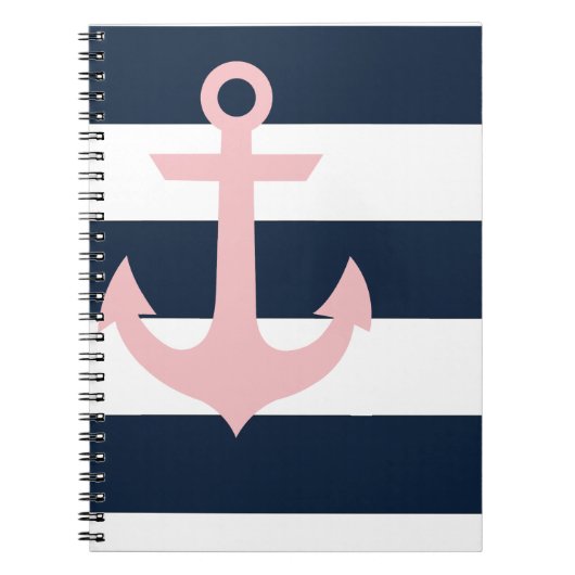 Navy Stripe-laptop - Anchor - Coral Notitieboek (Voorkant)