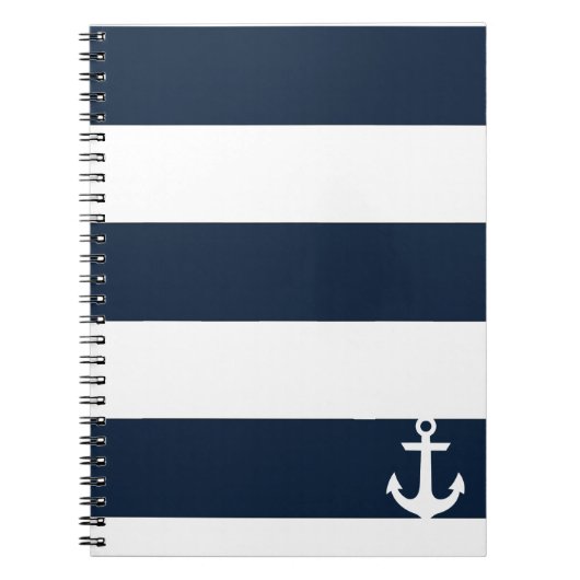 Navy Stripe-laptop - Anchor - White Notitieboek (Voorkant)
