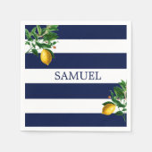 Navy Stripe Lemons Chic Servet (Voorkant)