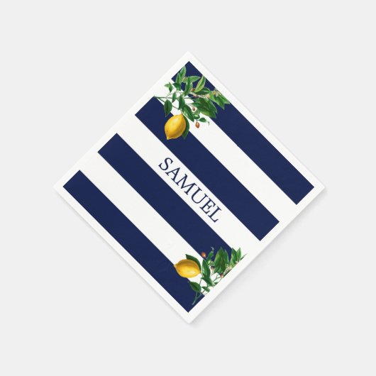 Navy Stripe Lemons Chic Servet (Hoek)