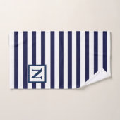 Navy Stripe Monogram Bath Towel Set Bad Handdoek (Handdoek)