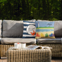 Navy Stripe nautische krab gepersonaliseerd kussen