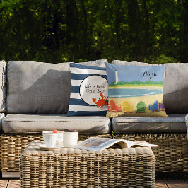 Navy Stripe nautische krab gepersonaliseerd kussen