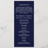 Navy Stripe Palm Tree Minimalistische Kust Huwelij Programmakaart (Achterkant)