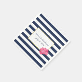 Navy Stripe & Pink Peony Vrijgezellenfeest Servet (Hoek)