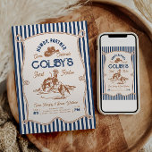 Navy Stripe Rodeo Birthday Invitation Kaart