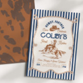 Navy Stripe Rodeo Birthday Invitation Kaart