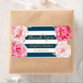 Navy Stripe Roze Waterverf Floral Wedding Labels (Insitu)
