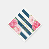 Navy Stripe Roze Waterverf Vrijgezellenfeesten ser Servet (Hoek)