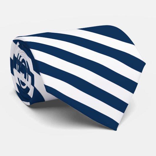 Navy Stripe Stropdas (Opgerold)