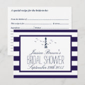 Navy Stripe Vuurtoren Vrijgezellenfeest Recept Kaa Uitnodiging Briefkaart (Voorkant / Achterkant)