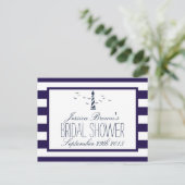 Navy Stripe Vuurtoren Vrijgezellenfeest Recept Kaa Uitnodiging Briefkaart (Staand voorkant)