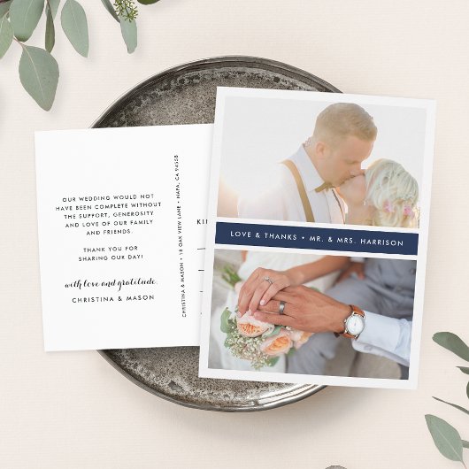 Navy Stripe | Weddenfoto Hartelijk dank Briefkaart