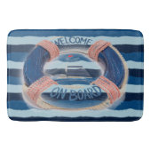 Navy Stripe Welkom aan boord van Wave Life Buoy Badmat (Voorkant)