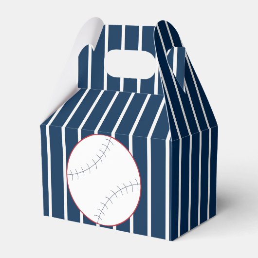 Navy Striped Baseball Favor Box Bedankdoosjes (Voorkant Zijde)