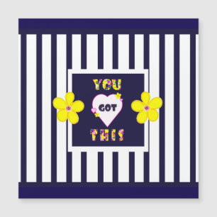 Navy Striped Helder Geel Art Flower