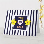 Navy Striped Helder Geel Art Flower Kaart (Gele Bloem)