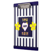 Navy Striped Helder Geel Art Flower Klembord (Links)