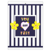 Navy Striped Helder Geel Art Flower Klembord (Achterkant)